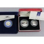Boxed 1990 Silver Proof Five Pence Two-Coin Set and a boxed 1982 United Kingdom Proof Silver