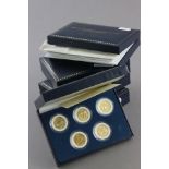 Five boxed Five Statehood Quarter Dollars special edition sets with paperwork