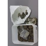 Tub of mainly UK coins including silver