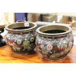 Pair of Antique Chinese Cloisonne Pots