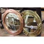 Brass Porthole Style Mirror and a Copper Circular Mirror