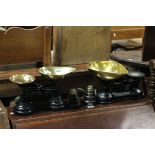 Two Sets of Scales with Brass Pans and Weights