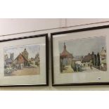 Pair of Watercolours (Wiltshire Villages) signed Ena Rawlings