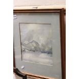 Molly Brett, Watercolour of Lake and Mountain Scene, signed bottom right, 10" x 10"