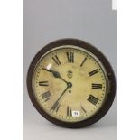 RAF Mahogany Cased Circular Wall Clock, 12" dial, R.A.F Motif to face