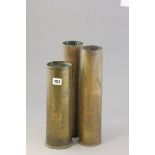 Three Brass Shell Vases dated 1923 and 1917