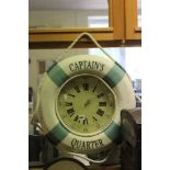 'Captains Quarter' Lifebuoy Clock