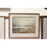 Framed and Glazed Victorian Watercolour 'Loch Marree' signed E S Lee 1878, 14" x 10"