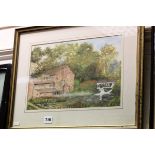 Watercolour 'The Old Mill Alport' signed W Clarke 1989