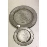 Two Antique Pewter Plates with Touchmarks