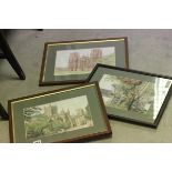 Three Watercolours of Wells Cathedral signed Joyce