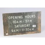 Vintage Brass Plaque 'Opening Hours 10am - 3pm, Saturday 9am - 11.30am'