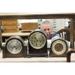 1930's Domed Topped Two Train Mantle Clock and Two Similar Mantle Clocks