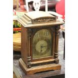 Large Late 19th century Oak Cased Bracket Clock, the brass face with two dials to top 'Chime /