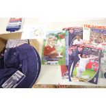 Box of various cricket programmes and collectable's including Ashes programmes & tickets, lanyard,