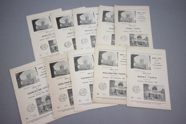 10 Bath City home football programmes from 1958/59 season in overall good condition