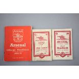 Three Arsenal handbooks including 1947/48, 1948/49 and 1950/51 (some writing and marks but overall