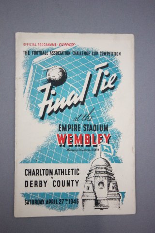 1946 FA Cup Final football programme Charlton Athletic v Derby County played 27th April 1946 gd-vg