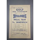 Golf/Railways; a handbill with details of a special train, hired by equipment manufacturer Spalding,