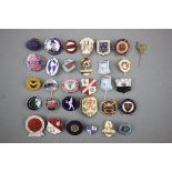 Approximately 28 vintage enamel football pin badges circa 1960's onwards featuring many Supporters