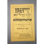 1949 Swindon Town v Arsenal friendly football programme played 12th February 1949 in fair