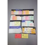 Approximately 50 Chelsea home & away football match ticket stubs plus two used season ticket books