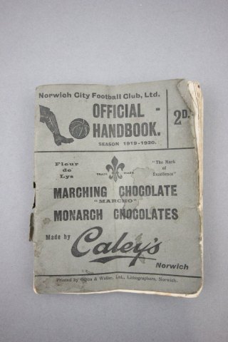 1919/1920 Norwich City Football Club handbook condition is poor to fair with damage to back cover,
