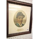 Horse Racing - Framed & glazed Fred Archer picture with mounted signature underneath