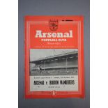 Postponed football programme - Arsenal v Bolton Wanderers 27th December 1952 in good condition
