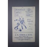 Scarce 1944/45 War Time Chesterfield v Barnsley football programme dated 14/04/45