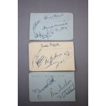 Football Autographs - Three part autograph book page containing 23 signatures from Watford players