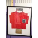 Framed & glazed replica England World Cup final shirt with presentation plaque