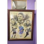 Football; f/g print of modern Newcastle Utd "legends" including Kevin Keegan, Peter Beardsley,