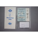 World Cup 1966 England v France match ticket played 20th July in excellent condition plus WC66 World