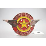 Vintage Wimbledon Dons Speedway metal badge marked 48901 to back