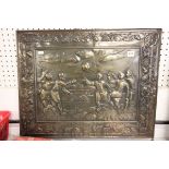 Brass firescreen guard with '17th Century Football' scene to front