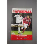 Postponed football programme - Arsenal v Bolton Wanderers 6th January 2010 (mint)