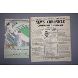 1947 FA Cup Final football programme Burnley v Charlton Athletic played 26th April 1947 plus song