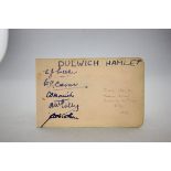 Football Autographs - Autograph book page containing five signatures from Dulwich Hamlet players