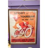 Motor Sport; f/g 1903 French  poster promoting Motor Cycling and Tourism, in very good condition