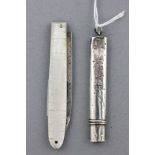 Georgian Folding Fruit Knife with Silver Blade and Mother of Pearl Handle together with Silver