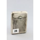 Silver Cigarette Case with hinged flip lid to top, engine turned decoration, London 1917