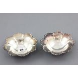 Silver Bowl, flower shaped on three ball feet, Sheffield 1952 together with a matching Silver Plated