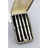 Cased Set of Four Sterling Silver Bridge Propelling Pencils, each with engine turned bodies