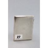 Silver Cigarette Case, engine turned and the cartouche engraved with initials, Birmingham 1924, S