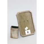 Silver Matchbox Holder, plain form, Birmingham 1928 together with Silver Photograph Frame,