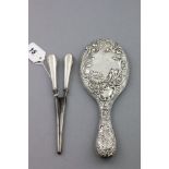 Pair of Silver Handled Glove Stretchers, Birmingham  1913 together with a Silver Backed Dressing