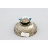 Silver Inkwell engraved with floral swags and bows, initials and Xmas 1919, Birmingham 1906