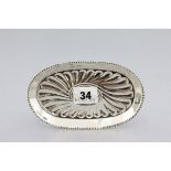 Victorian Silver Oval Pin Tray with beaded edge and fluted body, Birmingham 1889, maker Nathan &