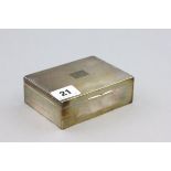 Silver Cigarette Box with Cedar Lining, Engine Turned with empty square cartouche, London 1933